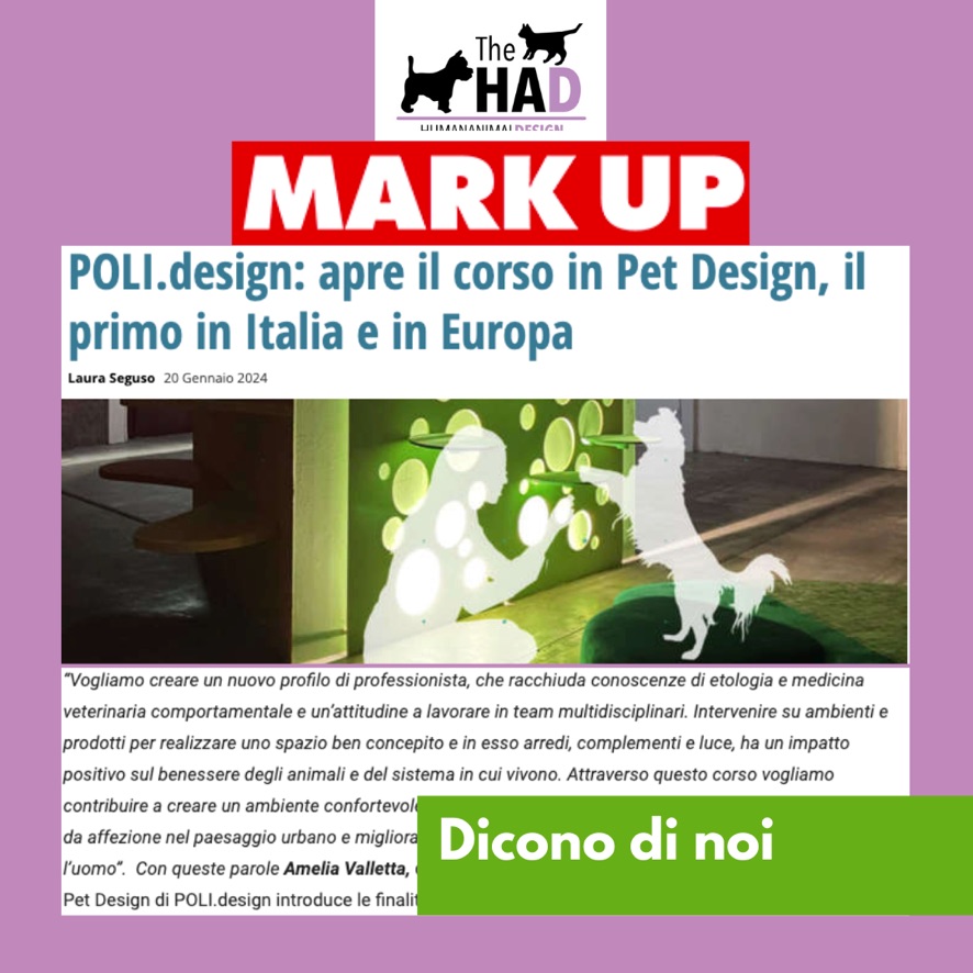 2024. Dicono di noi e del Corso Pet Design Poli.design a Milano. Su MARKUP