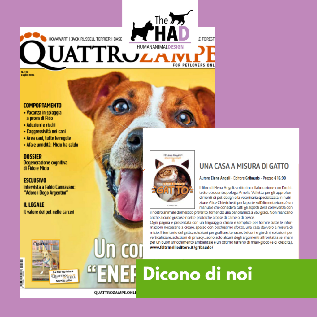 2024. Dicono di noi. Su Quattrozampe Luglio. Una casa a misura di gatto nel libro della @psicologadeigatti