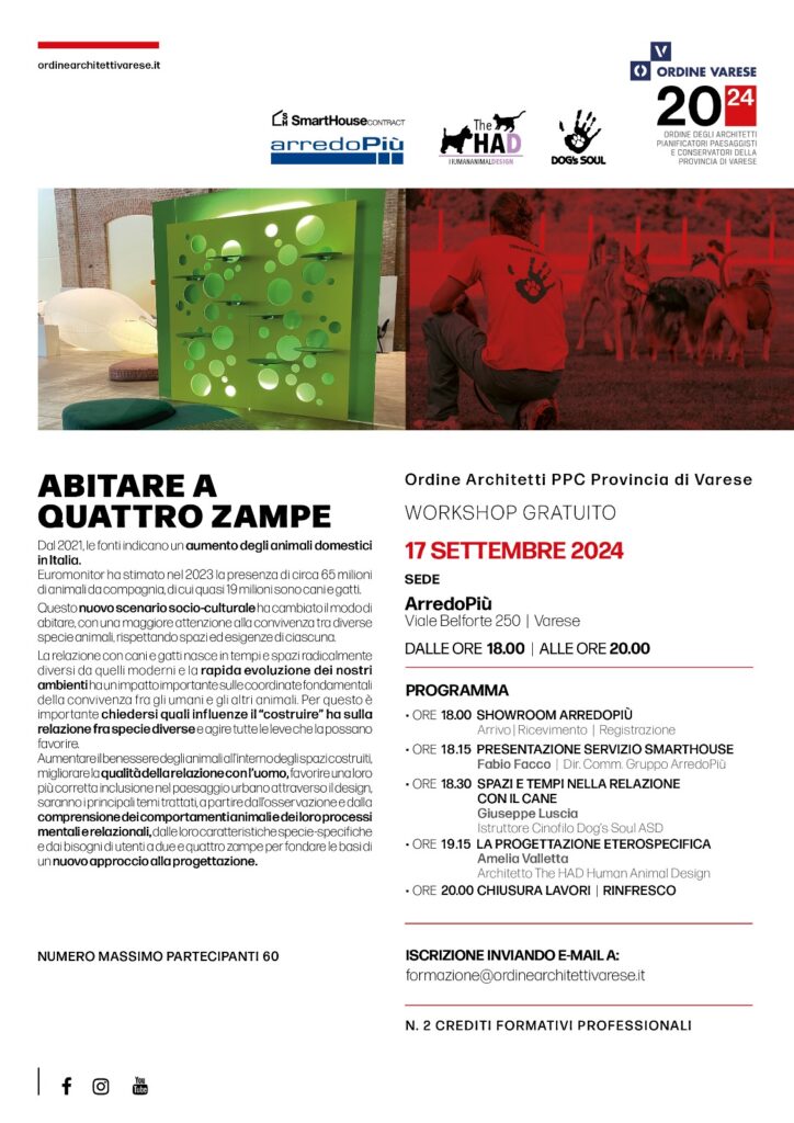 2024 Abitare a Quattrozampe. Evento in Collaborazione con Ordine degli Architetti di Varese.